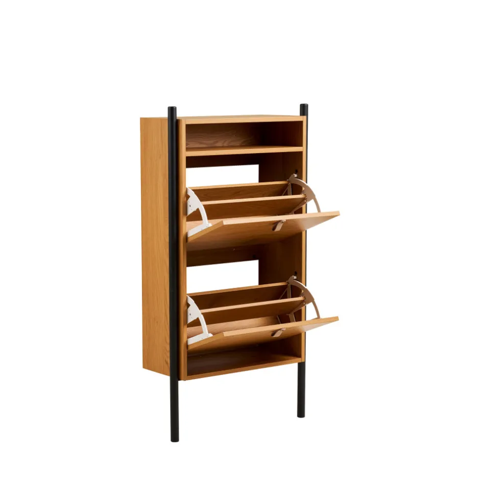 Outlet House Nordic BARCO Meuble à chaussures 2 portes en bois et métal L62cm
