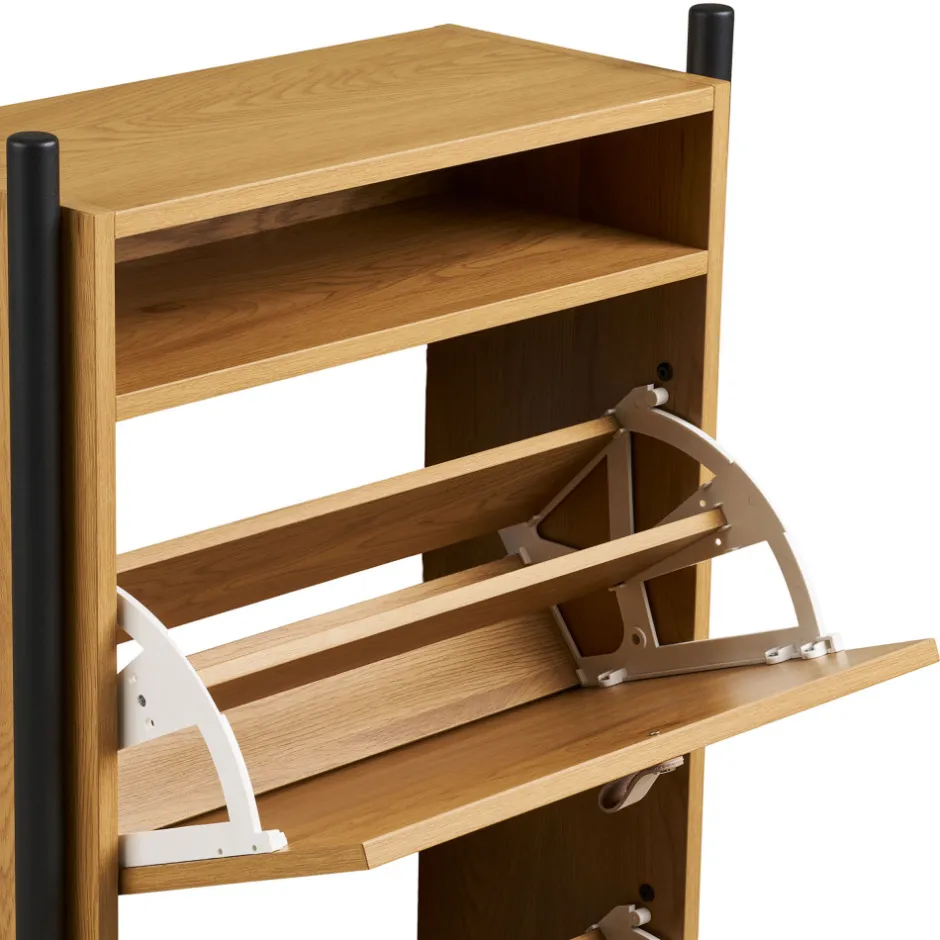 Outlet House Nordic BARCO Meuble à chaussures 2 portes en bois et métal L62cm
