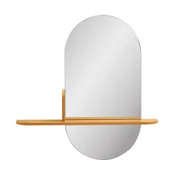 Best House Nordic BARCO Miroir ovale avec étagère en bois 94,5x92cm