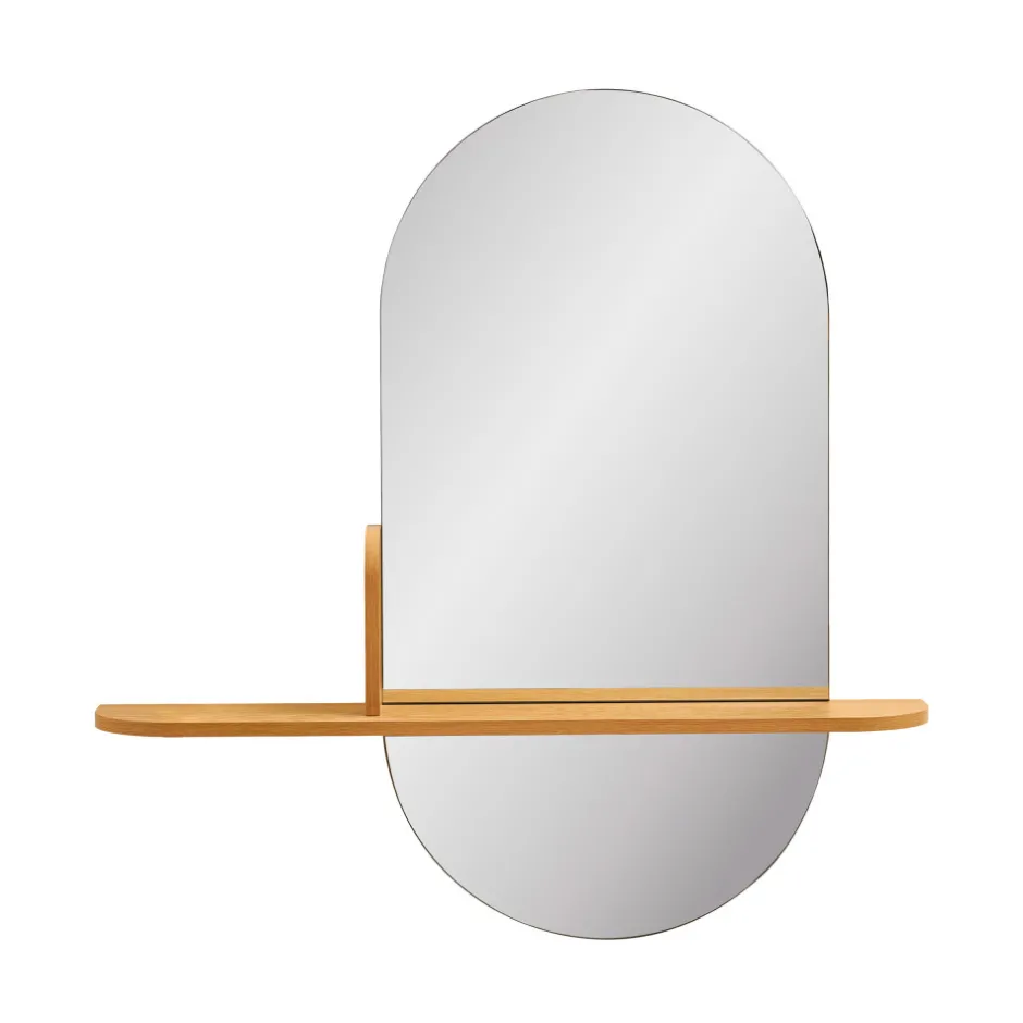 Best House Nordic BARCO Miroir ovale avec étagère en bois 94,5x92cm