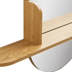 Best House Nordic BARCO Miroir ovale avec étagère en bois 94,5x92cm