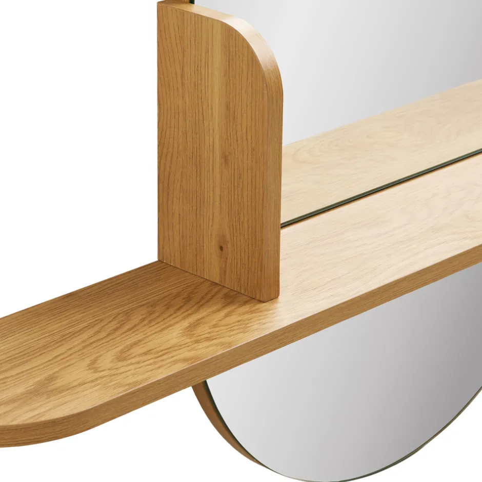 Best House Nordic BARCO Miroir ovale avec étagère en bois 94,5x92cm