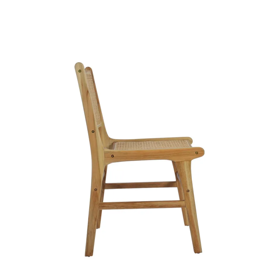 Clearance Drawer BASUKI Lot de 2 chaises en teck et cannage