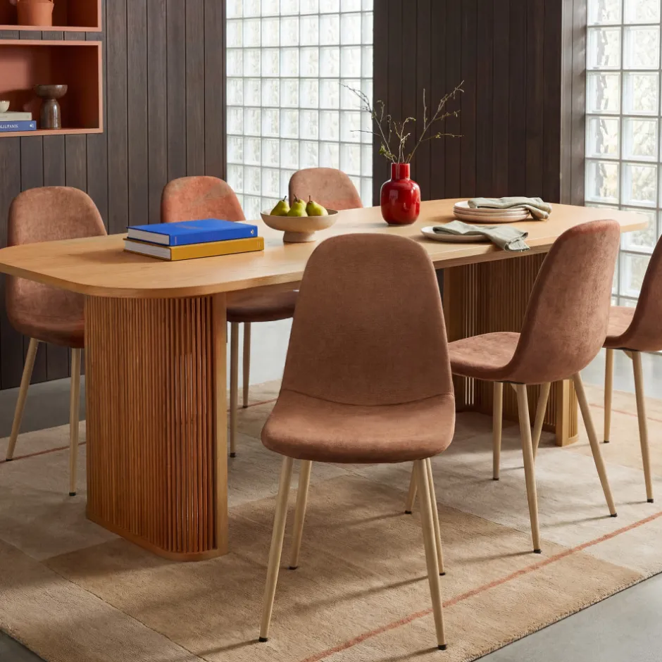 Outlet Drawer BELLA Lot de 2 chaises en tissu piètement effet bois