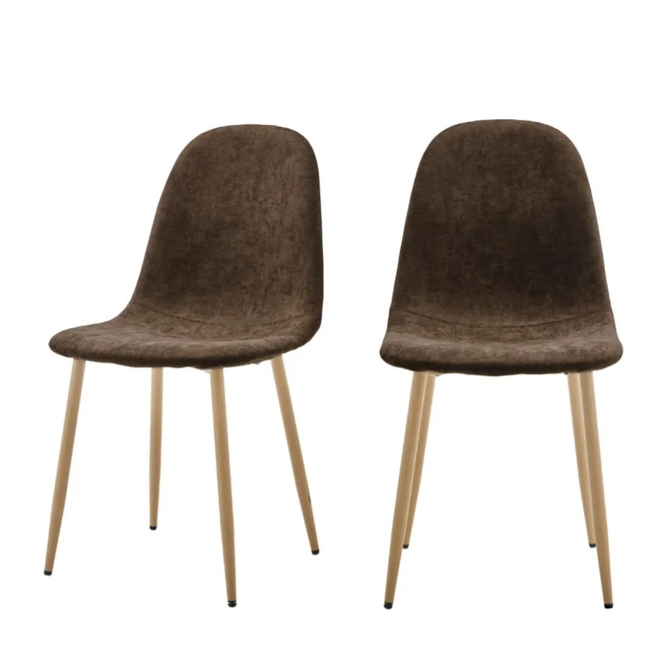 Outlet Drawer BELLA Lot de 2 chaises en tissu piètement effet bois