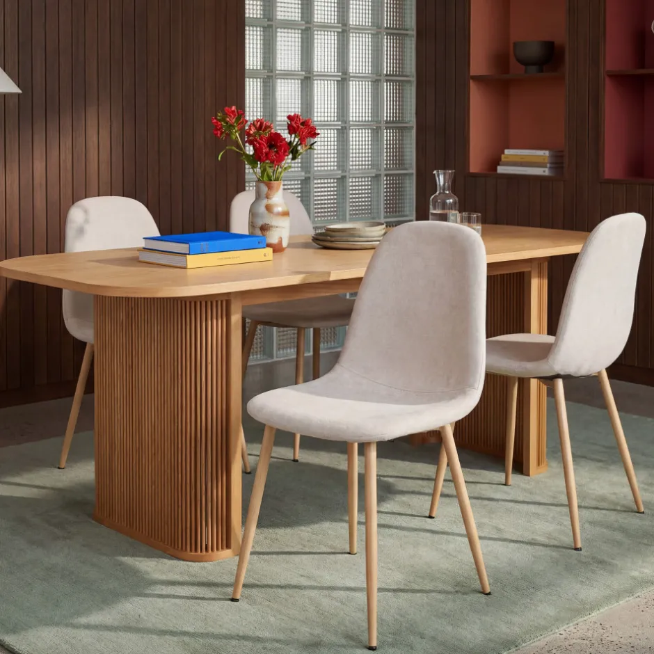 Outlet Drawer BELLA Lot de 2 chaises en tissu piètement effet bois