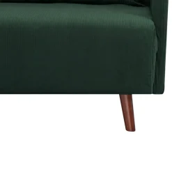 Clearance Drawer BELUSHI Canapé convertible 2 places en velours côtelé pieds bois foncé
