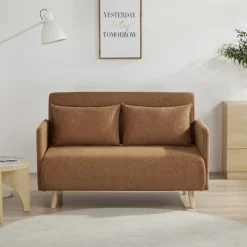 Best Drawer BELUSHI Canapé convertible 2 places en tissu pieds bois clair