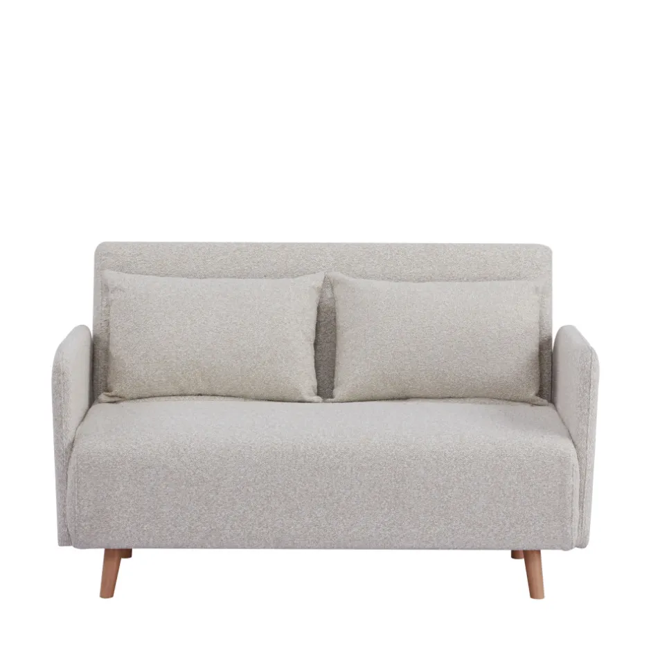 Online Drawer BELUSHI Canapé convertible 2 places en tissu bouclette pieds bois clair