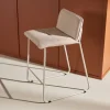 Best Venture Home BISBEE Lot de 2 tabourets de bar en tissu bouclette pieds beiges H65cm