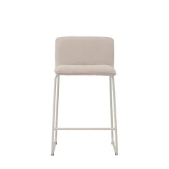 Best Venture Home BISBEE Lot de 2 tabourets de bar en tissu bouclette pieds beiges H65cm