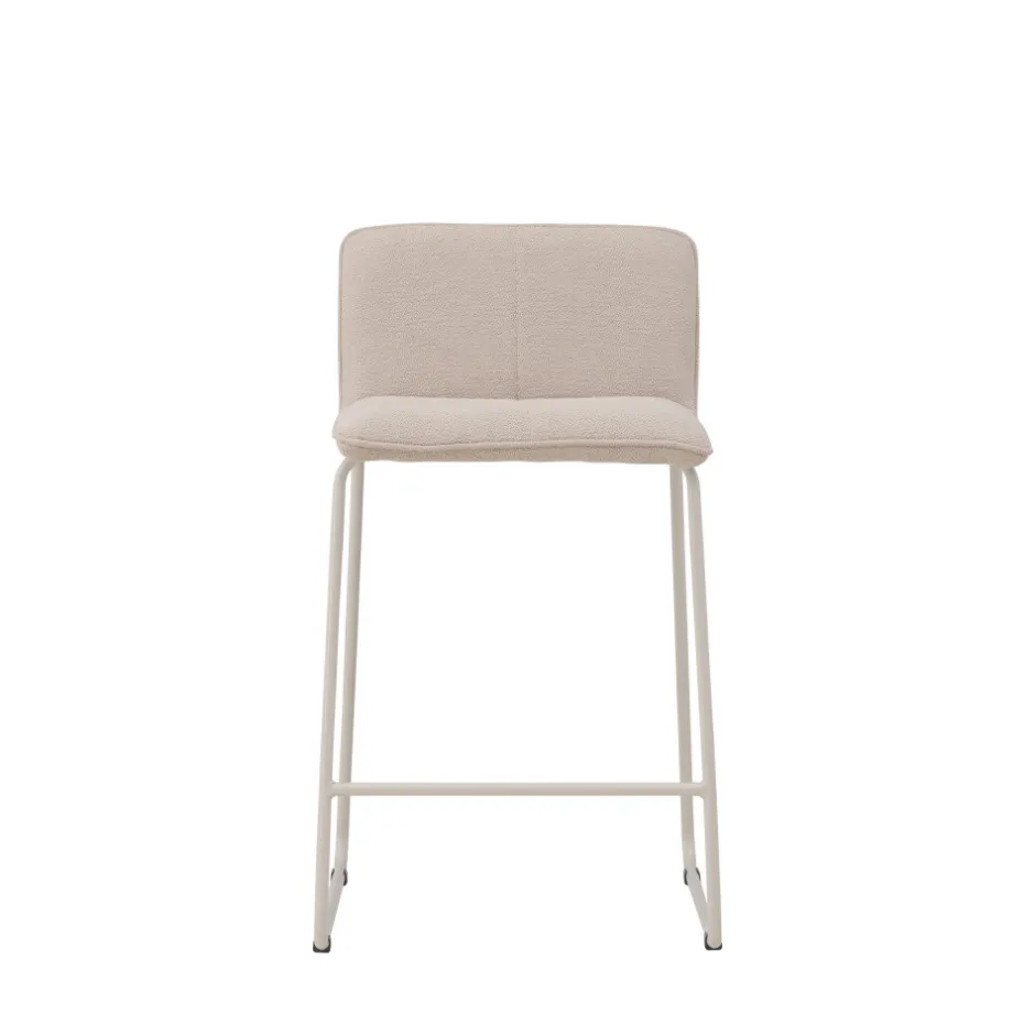 Best Venture Home BISBEE Lot de 2 tabourets de bar en tissu bouclette pieds beiges H65cm