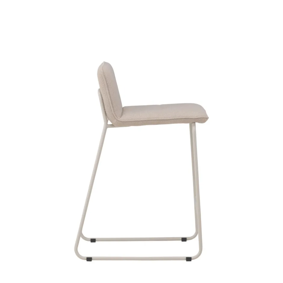 Best Venture Home BISBEE Lot de 2 tabourets de bar en tissu bouclette pieds beiges H65cm