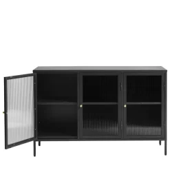 Hot No name BJORN Buffet 3 portes en verre strié et métal L132cm