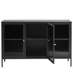 Hot No name BJORN Buffet 3 portes en verre strié et métal L132cm