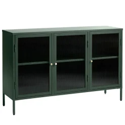 Hot No name BJORN Buffet 3 portes en verre strié et métal L132cm