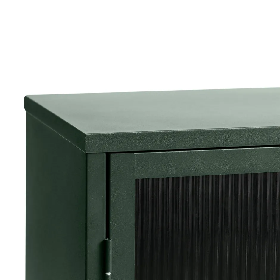 Hot No name BJORN Buffet 3 portes en verre strié et métal L132cm