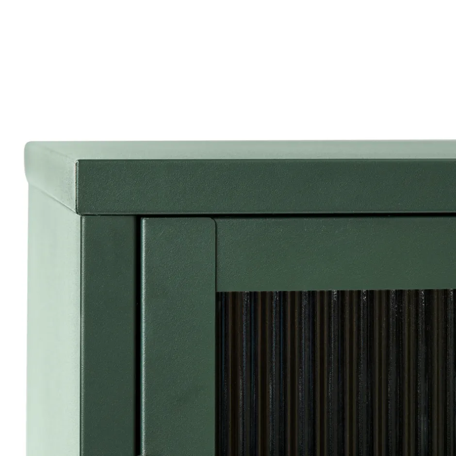 Hot No name BJORN Buffet 3 portes en verre strié et métal L132cm