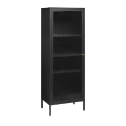 Discount No name BJORN Colonne de rangement 1 porte en verre strié et métal H160cm