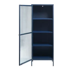 Discount No name BJORN Colonne de rangement 1 porte en verre strié et métal H160cm