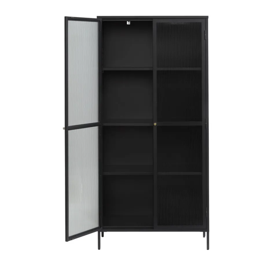 Sale No name BJORN Vaisselier 2 portes en verre stié et métal H190cm