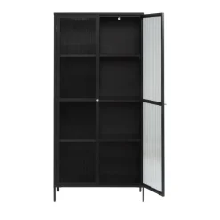 Sale No name BJORN Vaisselier 2 portes en verre stié et métal H190cm
