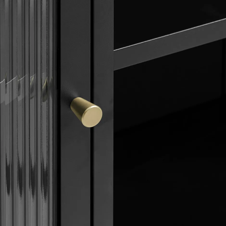 Sale No name BJORN Vaisselier 2 portes en verre stié et métal H190cm
