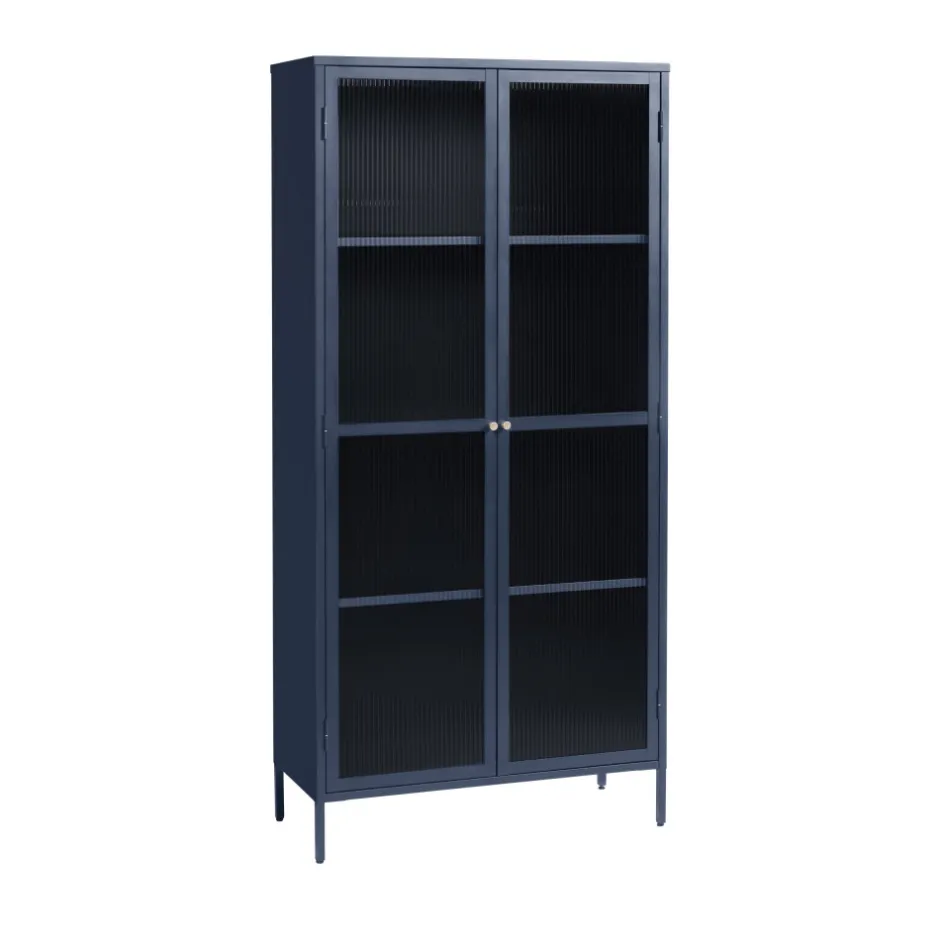 Sale No name BJORN Vaisselier 2 portes en verre stié et métal H190cm