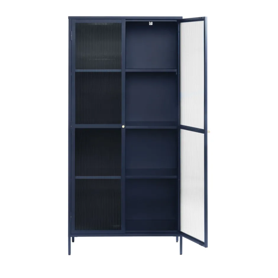 Sale No name BJORN Vaisselier 2 portes en verre stié et métal H190cm