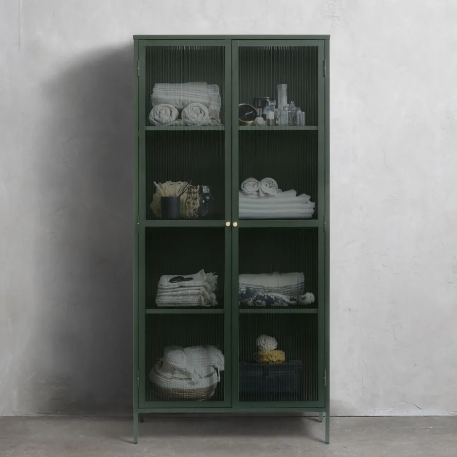 Sale No name BJORN Vaisselier 2 portes en verre stié et métal H190cm