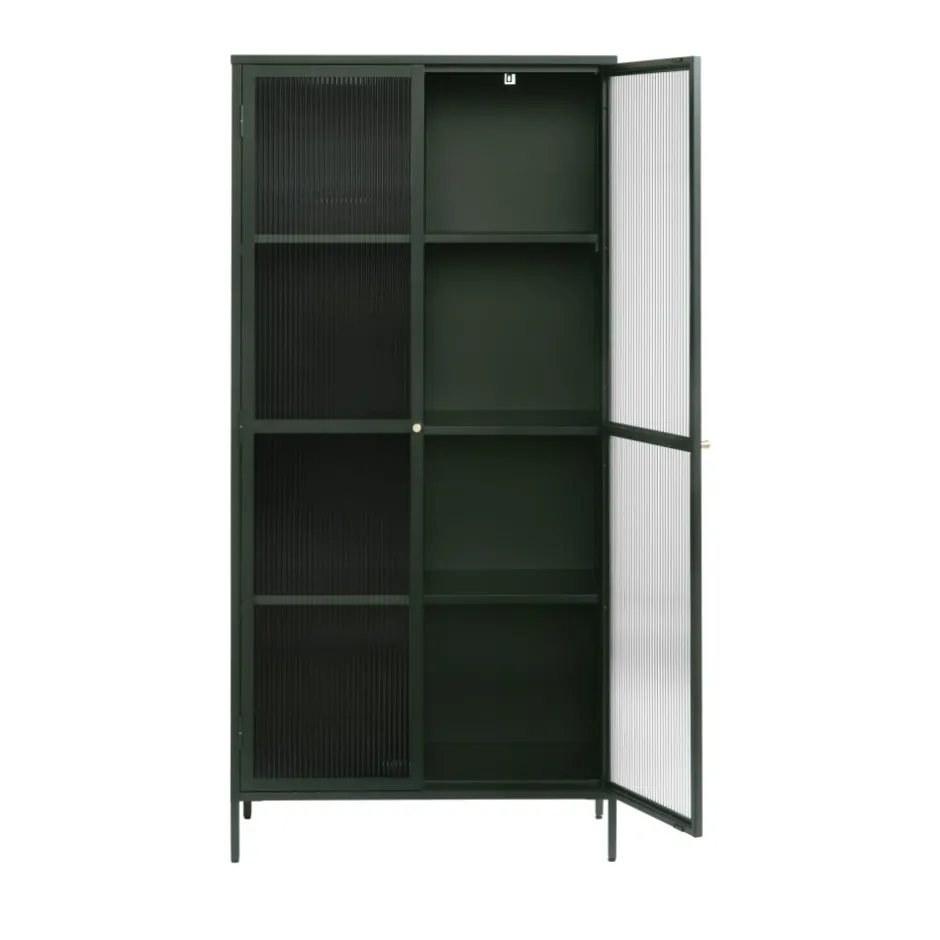 Sale No name BJORN Vaisselier 2 portes en verre stié et métal H190cm