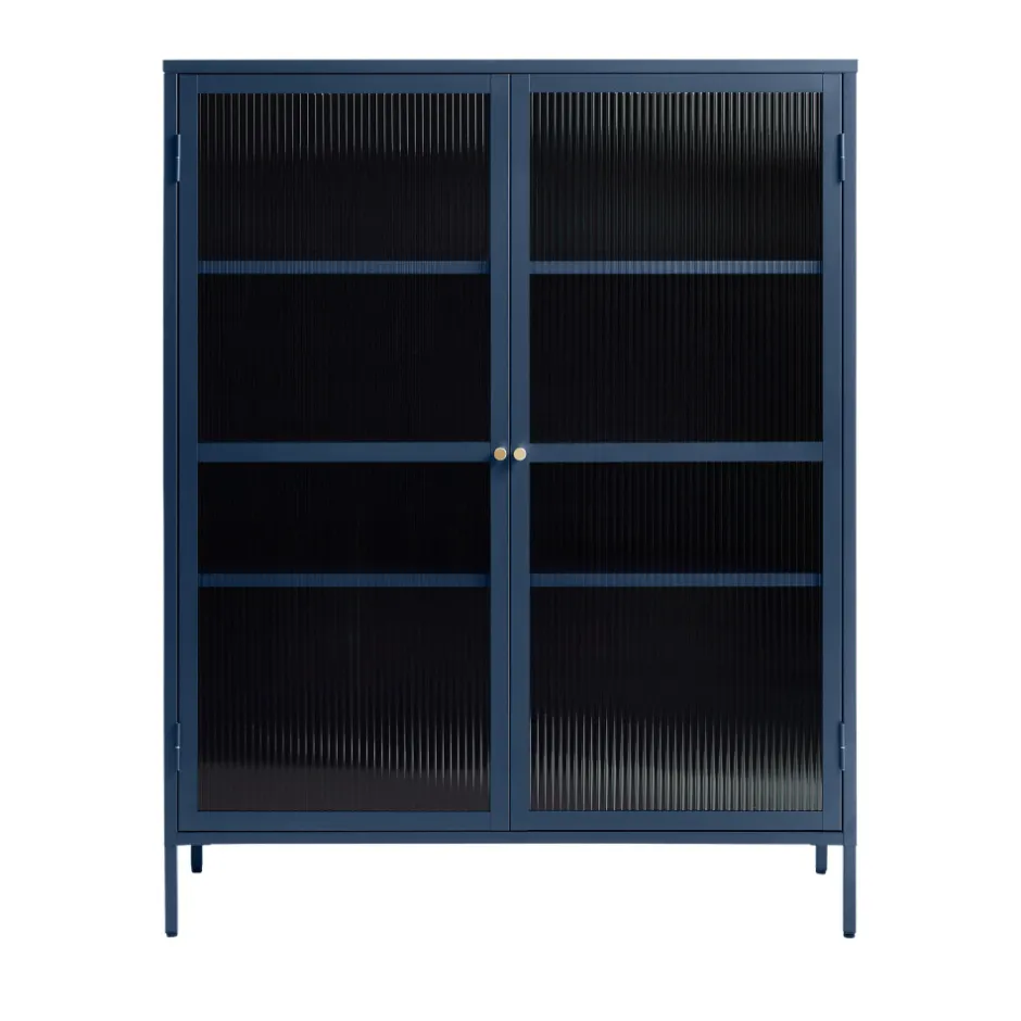 Outlet No name BJORN Vaisselier 2 portes en verre strié et métal H140cm