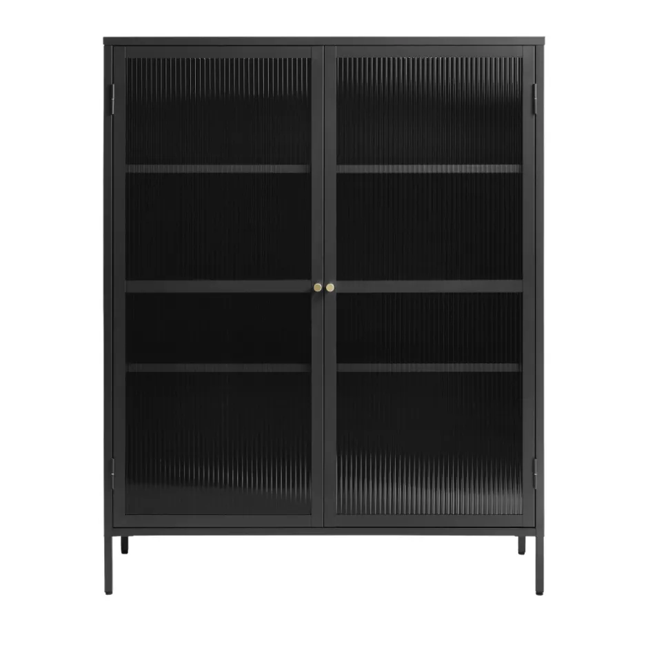 Outlet No name BJORN Vaisselier 2 portes en verre strié et métal H140cm