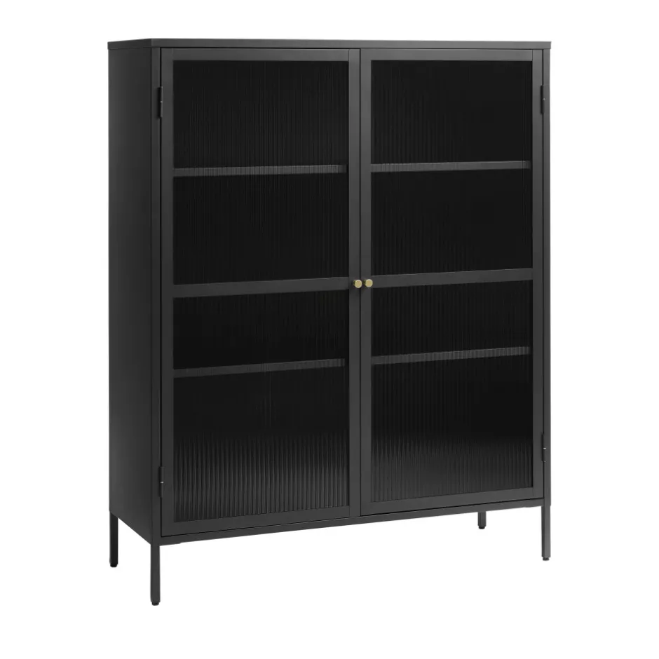 Outlet No name BJORN Vaisselier 2 portes en verre strié et métal H140cm