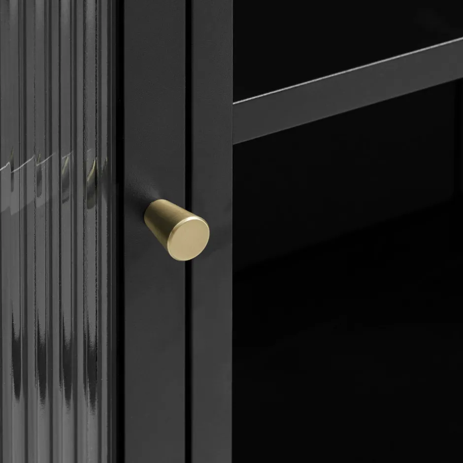 Outlet No name BJORN Vaisselier 2 portes en verre strié et métal H140cm