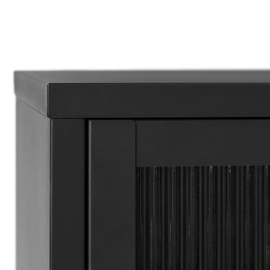 Outlet No name BJORN Vaisselier 2 portes en verre strié et métal H140cm