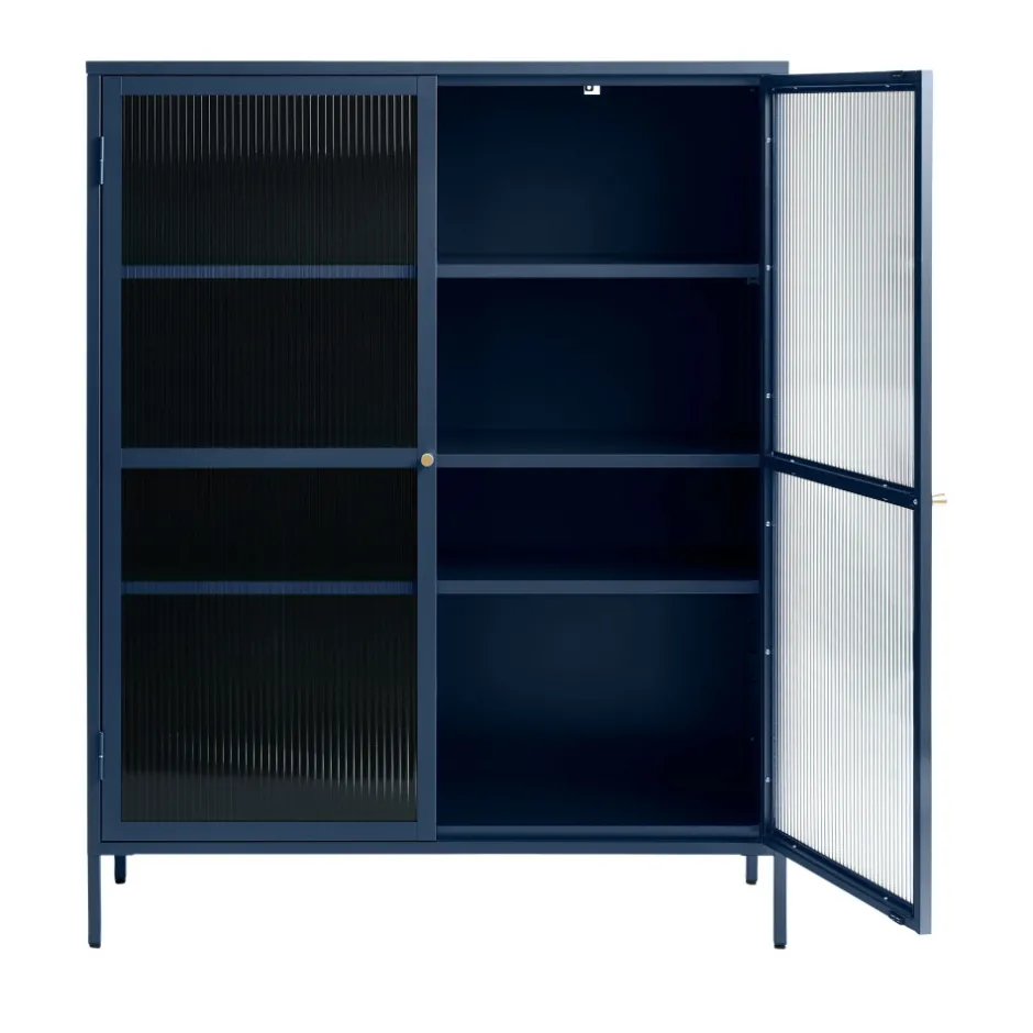 Outlet No name BJORN Vaisselier 2 portes en verre strié et métal H140cm
