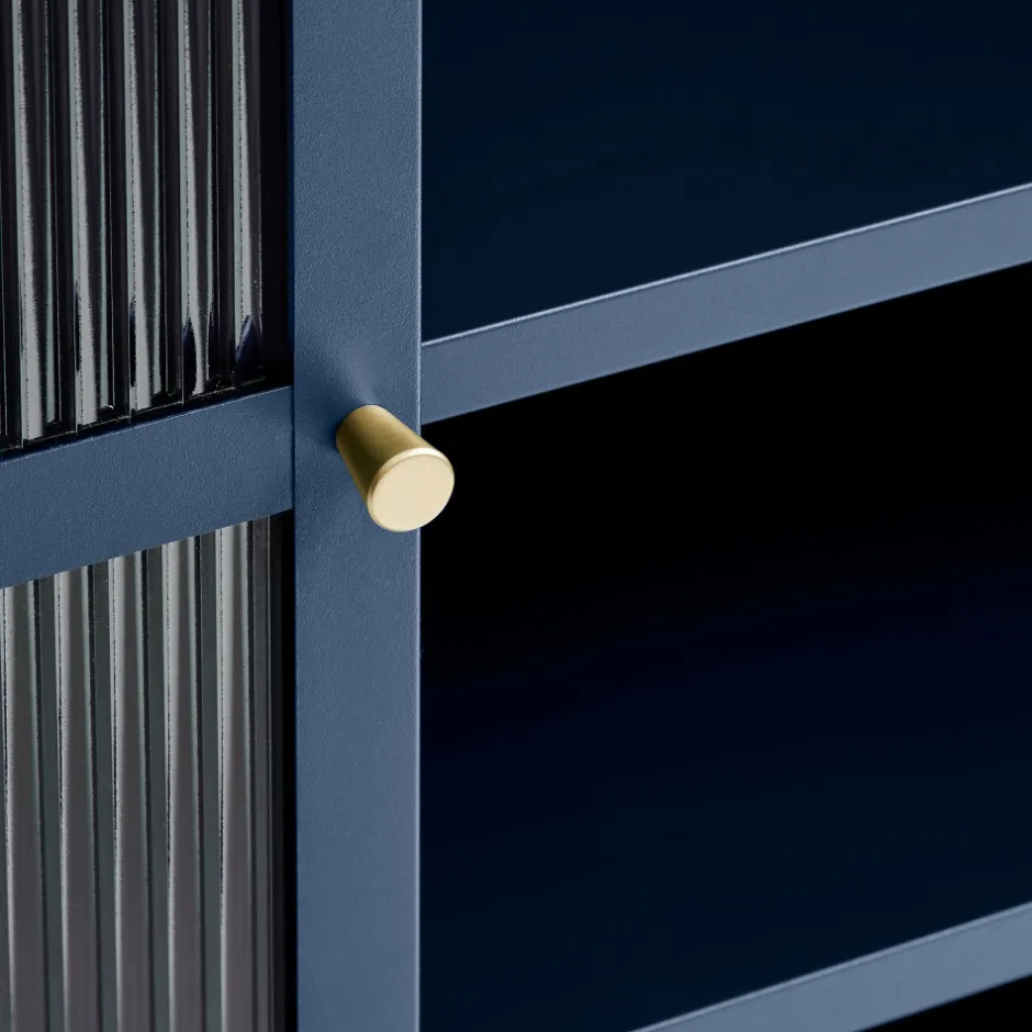 Outlet No name BJORN Vaisselier 2 portes en verre strié et métal H140cm