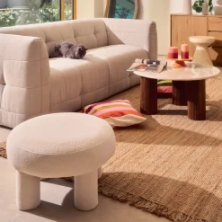 Online Drawer BLOOMI Tabouret rond XL en tissu bouclette ø60cm