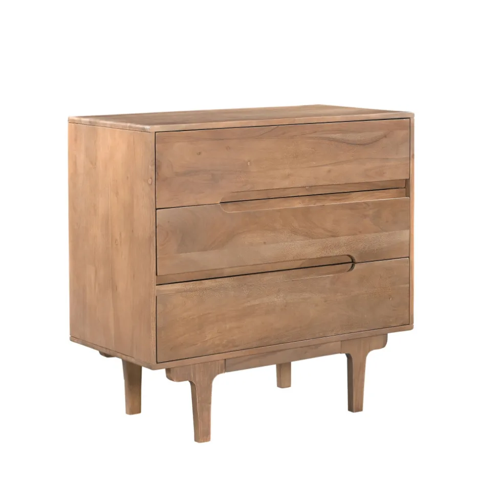 Outlet Drawer BOGOR Commode 3 tiroirs en bois massif L80cm