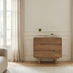 Outlet Drawer BOGOR Commode 3 tiroirs en bois massif L80cm