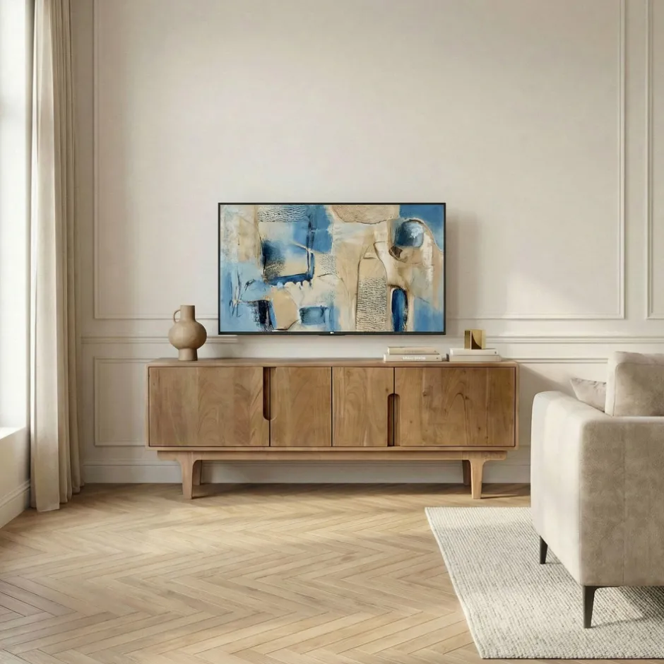 Clearance Drawer BOGOR Meuble tv 4 portes en bois massif L150cm