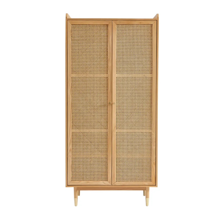 New No name BOMBONG Armoire 2 portes en bois et cannage