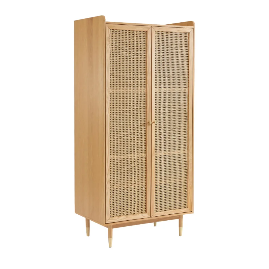 New No name BOMBONG Armoire 2 portes en bois et cannage