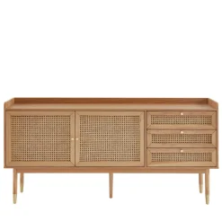 Best No name BOMBONG Buffet 2 portes 3 tiroirs en bois et cannage L180cm