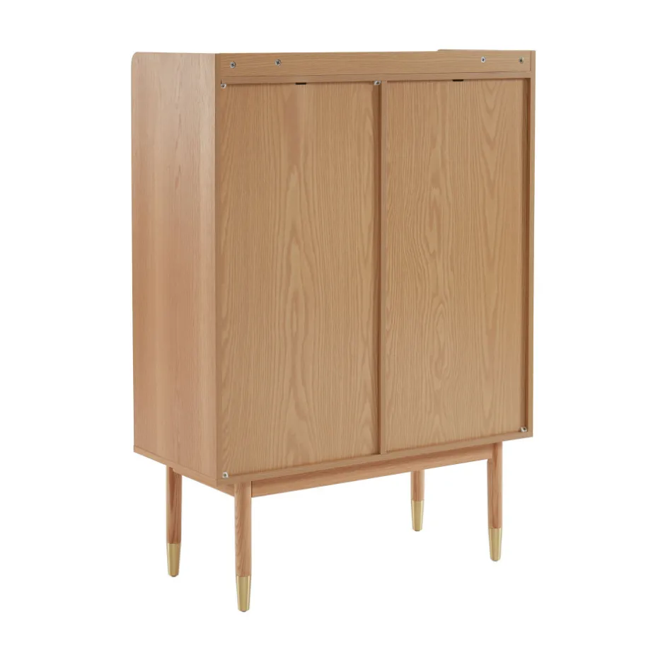 New No name BOMBONG Buffet haut 2 portes en bois et cannage L90cm
