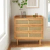 Hot No name BOMBONG Commode 3 tiroirs en bois et cannage L85cm