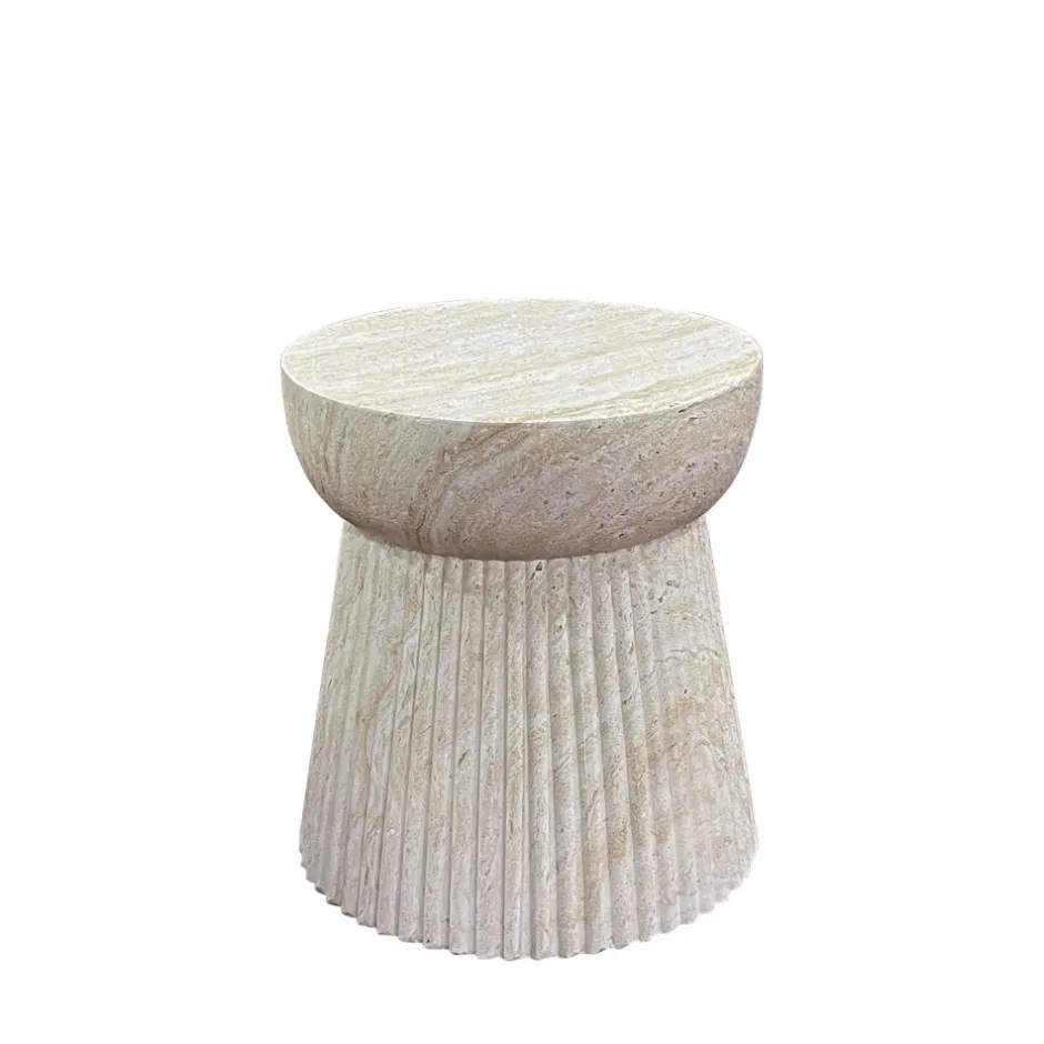 Online House Nordic BONN Table d'appoint ronde effet travertin ø37cm