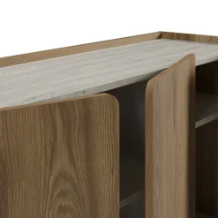 Drawer BOXY Buffet 4 portes en bois et effet travertin L180cm