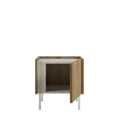 Outlet Drawer BOXY Table de chevet 1 porte en bois et effet travertin